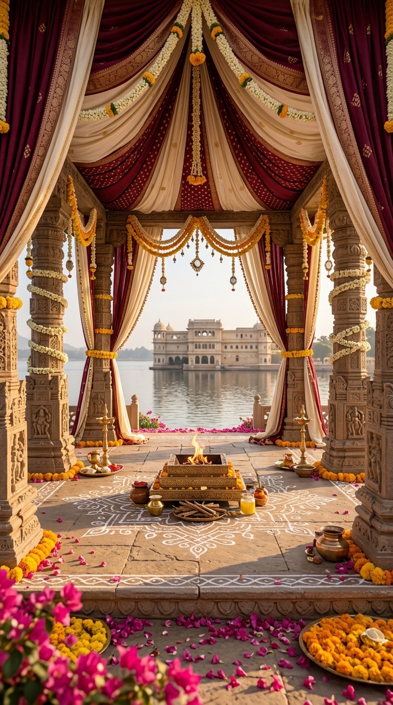 Sacred Cultural Fusion Mandap by Udaipur Lake